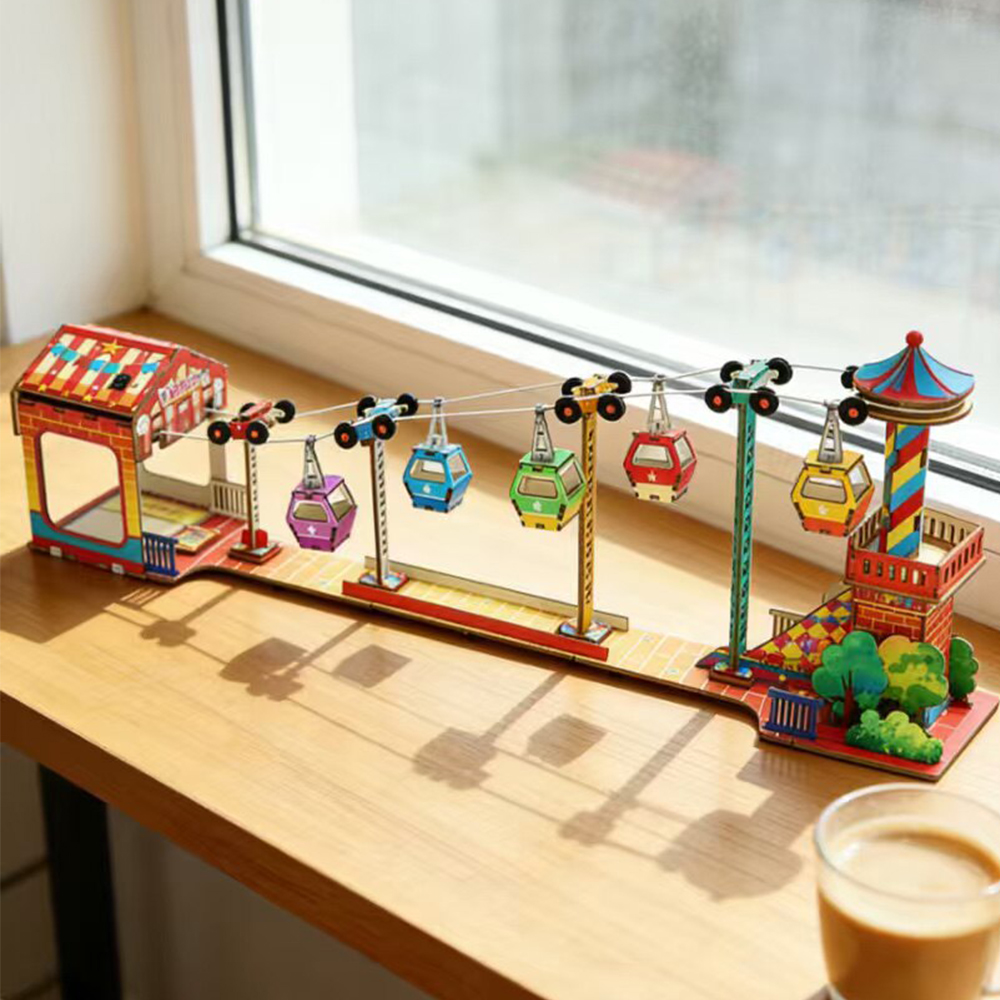 Science And Invention - Bezienswaardigheid Kabelbaanmodel Kinderen Wetenschapsspeelgoed 3D-puzzel STEM